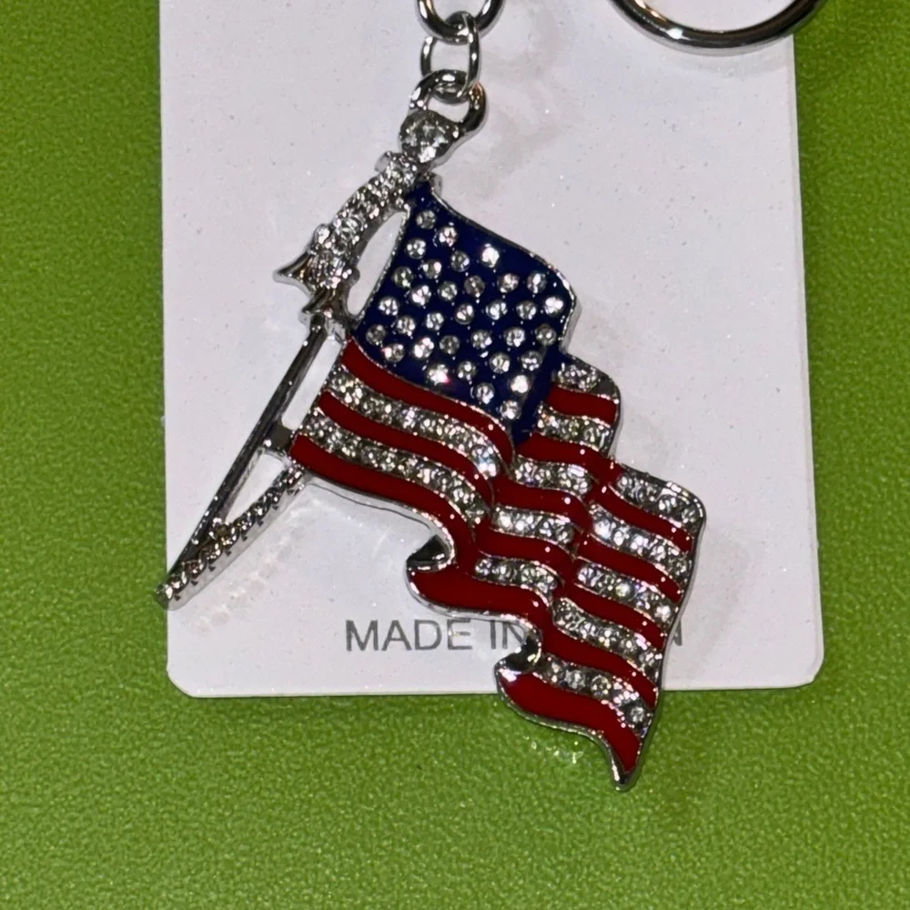 Silver American Flag Keychain/Bag Charm